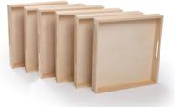 🔲 unfinished wood tray set - square serving boxes with handles, montessori materials, crafts, kids activity, decor shelf (10.5 x 10.5 x 1.5, pack of 6) logo