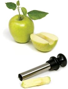 img 1 attached to Silver Stainless Steel Apple Corer with Plunger by Norpro, 10 Inches