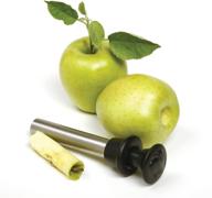 silver stainless steel apple corer with plunger by norpro, 10 inches logo