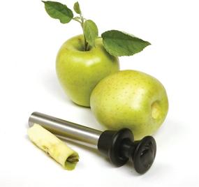 img 3 attached to Silver Stainless Steel Apple Corer with Plunger by Norpro, 10 Inches