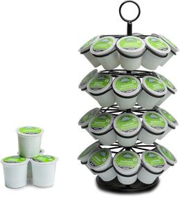 img 4 attached to ☕ LicolJYJ Coffee Pod Carousel Holder for Keurig K-cups, 4 Tier Rotating Stand for 36 K Cups, Large Capacity Coffee Accessory for Home and Office (Black)