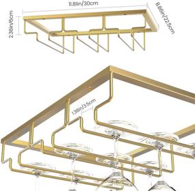 img 2 attached to 🍷 Премиум подвесной держатель для бокалов из золотого стекла - хранение для бара и кухонного шкафа под кабинетом (3 ряда) от Nuovoware