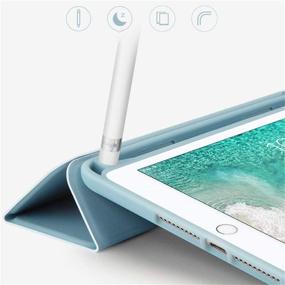 img 2 attached to 💙 GUDOU iPad 10.2 inch (7th/8th/9th Gen 2019/2020/2021) Smart Case with Pencil Holder, Trifold PU Leather Cover with Rebound Pencil Slot, Auto Sleep/Wake, Stand Feature (Blue)