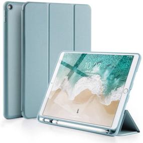 img 4 attached to 💙 GUDOU iPad 10.2 inch (7th/8th/9th Gen 2019/2020/2021) Smart Case with Pencil Holder, Trifold PU Leather Cover with Rebound Pencil Slot, Auto Sleep/Wake, Stand Feature (Blue)