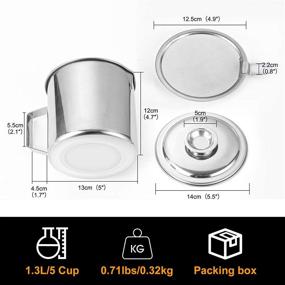 img 2 attached to 🍳 Stainless Steel Grease Strainer Container for Bacon Grease - Ideal Pan Grease Holder, Cooking Oil Keeper, and Storage (1.25 Quart, 5 Cups)