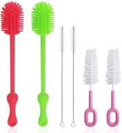 🧼 6-piece silicone bottle brush set - top-rated cleaning brushes for baby bottles, coffee cups, mugs, vases, and deep cups logo