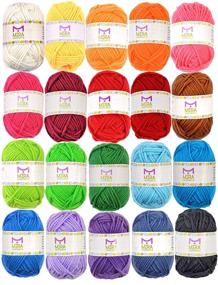 img 4 attached to 🧶 Multicolored Yarn Assortment - 20 Acrylic Skeins, 438 Yards in Total – Ideal Starter Kit for Vibrant Crochet and Knitting Crafts – Various Colors