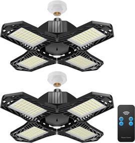 img 4 attached to 🔦 ATUPEN LED Garage Lights - 10000LM Ceiling Lights with Remote Control, Adjustable Brightness, 288 Pcs Shop Lights with 4 Deformable Panels, Workshop Lighting Fixtures for Barn Basement (2 Pack)