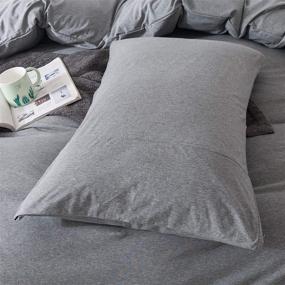 img 2 attached to Soft and Durable Jersey Cotton Pillowcase Set 🛏️ - Elegant Gray, King Size (20”x36”) - Pack of 2