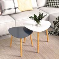 bamboo nesting table set: triangle modern coffee table in white & gray for living room and bedroom логотип