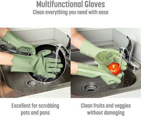 img 1 attached to 🧤 Goodful Silicone Kitchen Rubber Gloves: Oversized, Reusable, Waterproof, and Unique Design - Perfect for Dishwashing, Fruits/Vegetables, and More!