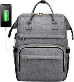 img 4 attached to 🎒 Grey Laptop Backpack for Women: Fashionable Travel Bags, Business Computer Purse, Work Bag with USB Port