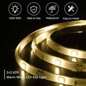 img 3 attached to 💡 DANCRA Waterproof LED Light Strip: Battery Powered, 2x2.62ft, 3000K Warm White Flexible Rope Lights for Bedroom, Living Room, Kitchen, Cabinet, Under Counter