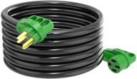 rvguard 50 amp 25ft rv power extension cord | heavy duty stw wire with led power indicator and cord organizer | 14-50p/r standard plug | green | etl listed logo