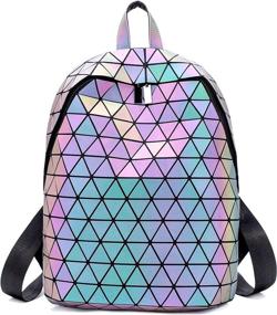 img 4 attached to Geometric Backpacks Holographic Reflective Irredescent Backpacks for Casual Daypacks