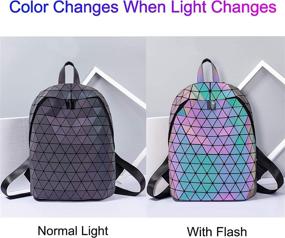 img 3 attached to Geometric Backpacks Holographic Reflective Irredescent Backpacks for Casual Daypacks