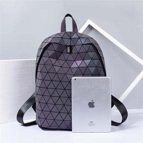 img 1 attached to Geometric Backpacks Holographic Reflective Irredescent Backpacks for Casual Daypacks