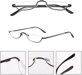 img 1 attached to 👓 Stylish Half Reading Glasses in Metal Frame - 2 Pairs 1.5 Strength for Women and Men + Pouch