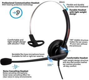 img 3 attached to 🎧 Emaiker Call Center IP Phone Headset with RJ9 Jack: Noise Cancelling Microphone for Polycom VVX311,410,411,500, M5220e 5330e 5330 5340 Avaya 1408 1416 5410 ShoreTel 230 420 480 NEC Landline Desk Phone