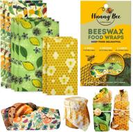 🐝 hunnybee reusable beeswax wrap (7 packs) - food-safe beeswax wraps - organic beeswax - reusable sandwich wrap - sustainable gifts - beeswax wrapping with natural jojoba oil логотип