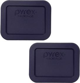 img 2 attached to Pyrex Bundle - 2 Pack: 7213-PC 1.9-Cup Dark Blue Plastic Food Storage Lids