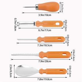 img 1 attached to Резак для вырезания тыквы на Хэллоуин - Elmchee 13-предметный профессиональный набор инструментов из нержавеющей стали для лесенок с увеличенными и утолщенными режущими инструментами