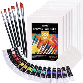 img 4 attached to All-in-One 33 Piece Canvas Painting Kit: Acrylic Paint Set with Stretched Canvas, Panel & Brushes - Ideal for Artists, Students and Kids