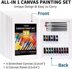 img 3 attached to All-in-One 33 Piece Canvas Painting Kit: Acrylic Paint Set with Stretched Canvas, Panel & Brushes - Ideal for Artists, Students and Kids