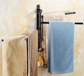 img 1 attached to ELLO&ALLO Oil Rubbed Bronze Swivel Towel Rack with Hooks - 4-Arm Wall Mounted Towel Bar for Bathroom