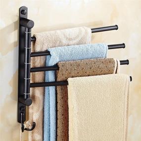 img 3 attached to ELLO&ALLO Oil Rubbed Bronze Swivel Towel Rack with Hooks - 4-Arm Wall Mounted Towel Bar for Bathroom