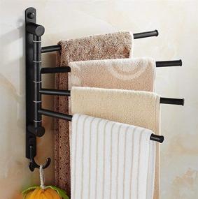 img 2 attached to ELLO&ALLO Oil Rubbed Bronze Swivel Towel Rack with Hooks - 4-Arm Wall Mounted Towel Bar for Bathroom