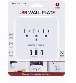 img 2 attached to Merkury Innovations Triple AC Outlet and Triple USB 3.1 Amp Rapid Charge Wall Surge Protector with Phone Holder