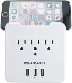 img 3 attached to Merkury Innovations Triple AC Outlet and Triple USB 3.1 Amp Rapid Charge Wall Surge Protector with Phone Holder