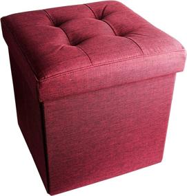 img 2 attached to 🔴 Burgundy Red Co. 15x15 Folding Cube Storage Ottoman with Padded Seat