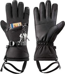 img 4 attached to NICEWIN Ski Gloves for Men Women: Waterproof, Insulated Snow Gloves with Zipper Pocket and Touchscreen Compatibility