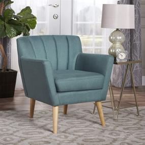 img 1 attached to 🪑 Merel Mid Century Modern Fabric Club Chair: Dark Teal/Natural by Christopher Knight Home