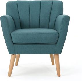 img 2 attached to 🪑 Merel Mid Century Modern Fabric Club Chair: Dark Teal/Natural by Christopher Knight Home