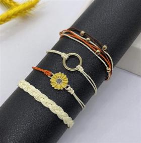 img 1 attached to 🌻 Trendy Handmade Sunflower String Bracelets: Fashionable Bohemian Jewelry for Teen Girls and Women, Waterproof and Charms-Adorned Beach Ocean Wave Bracelet