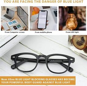 img 2 attached to 👓 JiSoo Blue Light Glasses: Fashionable Eyewear for Trendy Gamers with Spring Hinge, Black Frame