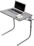 🍽️ table mate ii folding tables: the ultimate portable tv tray table for dining, working & more, complete with cup holder - silver logo