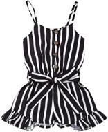 👧 madjtlqy toddler girls' striped chiffon jumpsuit: sleeveless ruffle romper for baby girl 1-8t logo