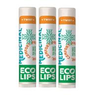 🌿 eco lips tea tree medicinal lip balm - 100% natural formula with tea tree, lemon balm, and camphor - plastic-free plant pod packaging (pack of 3) logo