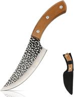 🔪 kitchen knife set: meat cleaver, boning knife, viking knives with nylon sporty cover - hand forged for bbq, camping, and kitchen; full tang fillet knife for fishing and vegetable cleaver logo