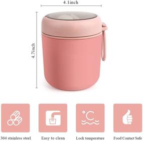 img 3 attached to Kids Vacuum Insulated Food Jar with Foldable Spoon - Leak Proof, Stainless Steel Thermal Container for Hot or Cold Food - Perfect for School, Office, Picnic, Travel, Outdoors (Pink)