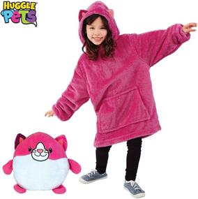 img 1 attached to Huggle Pets Kitty Animal Hoodie: The Perfect Cozy Companion for Kids
