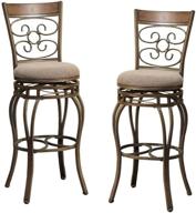 🪑 poundex y1437 bobkona prisca 29-inch seat height swivel bar stool (set of 2) in tan logo