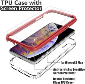 img 3 attached to 📱 Misscase iPhone Xs MAX Clear Case with Full Body Protection & Tempered Glass Screen Protector – Red and Clear