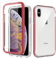 📱 misscase iphone xs max clear case with full body protection & tempered glass screen protector – red and clear logo