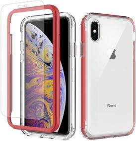 img 4 attached to 📱 Misscase iPhone Xs MAX Clear Case with Full Body Protection & Tempered Glass Screen Protector – Red and Clear