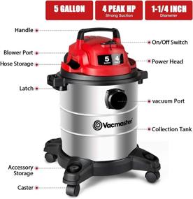 img 1 attached to Powerful Vacmaster Red Edition Stainless Steel Wet Dry Shop 🔴 Vacuum with Blower Function - 5 Gallon, 4 Peak HP, Strong Suction